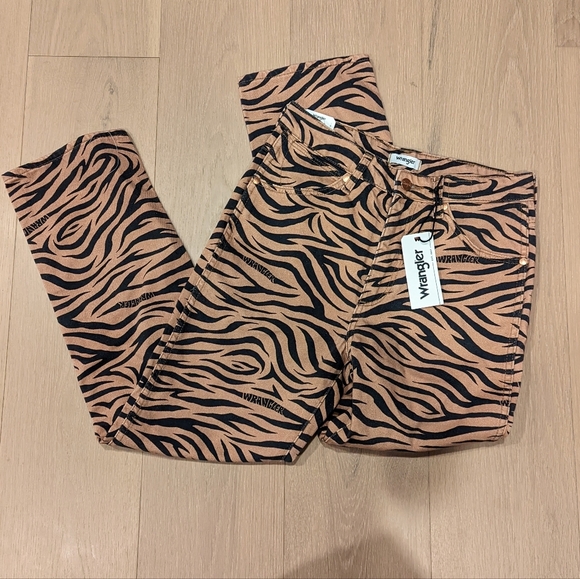 Wrangler Denim - Wrangler Tan Zebra Print Straight Jeans